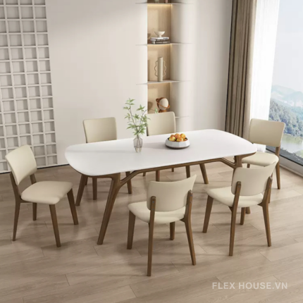 Ghế tựa lưng gỗ phong cách Wabi-sabi decor nhà hàng SENY19