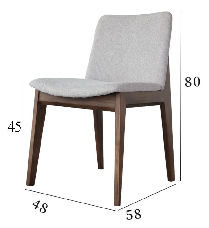 Ghế ăn gỗ nguyên khối tựa lưng bọc vải xám SEN351 7