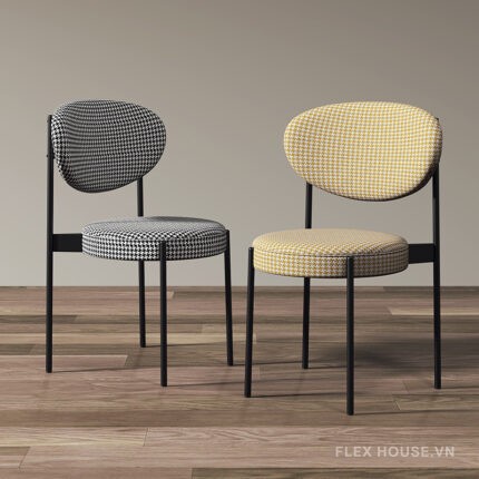 Ghế ăn họa tiết houndstooth dáng tròn thanh lịch FQF6467(2)