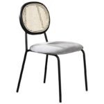 Ghế ăn lưng mây đan đệm vải nhung kiểu Âu FAD6706