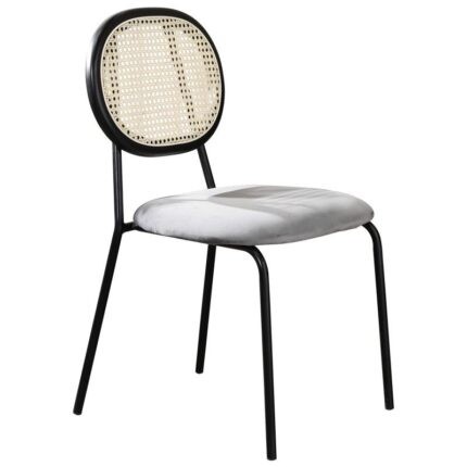 Ghế ăn lưng mây đan đệm vải nhung kiểu Âu FAD6706