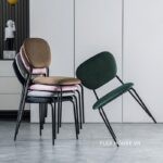 Ghế ăn tựa lưng nhung khung kim loại phong cách Bắc Âu BY8011