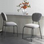 Ghế ăn tựa lưng nhung khung kim loại phong cách Bắc Âu BY8011 (2)