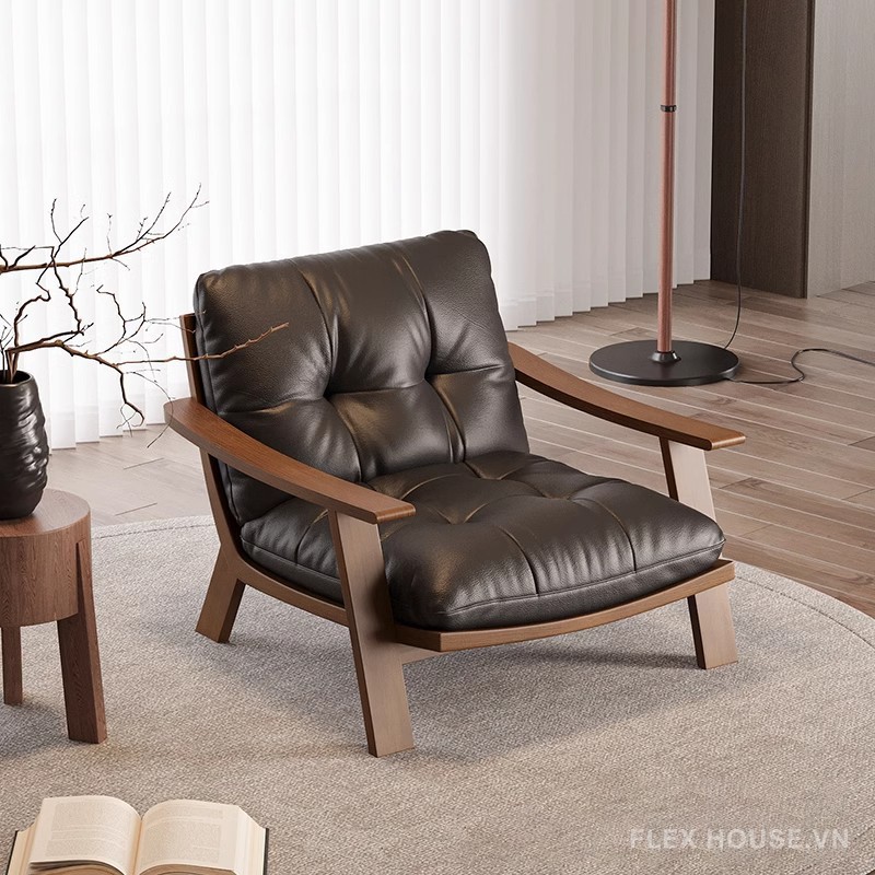 Ghế bành da khung gỗ đệm lông vũ thư giãn SAB226 13