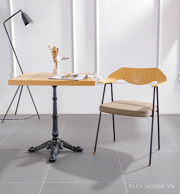 Ghế cafe tựa lưng gỗ có tay vịn kiểu Mỹ SEN457 6