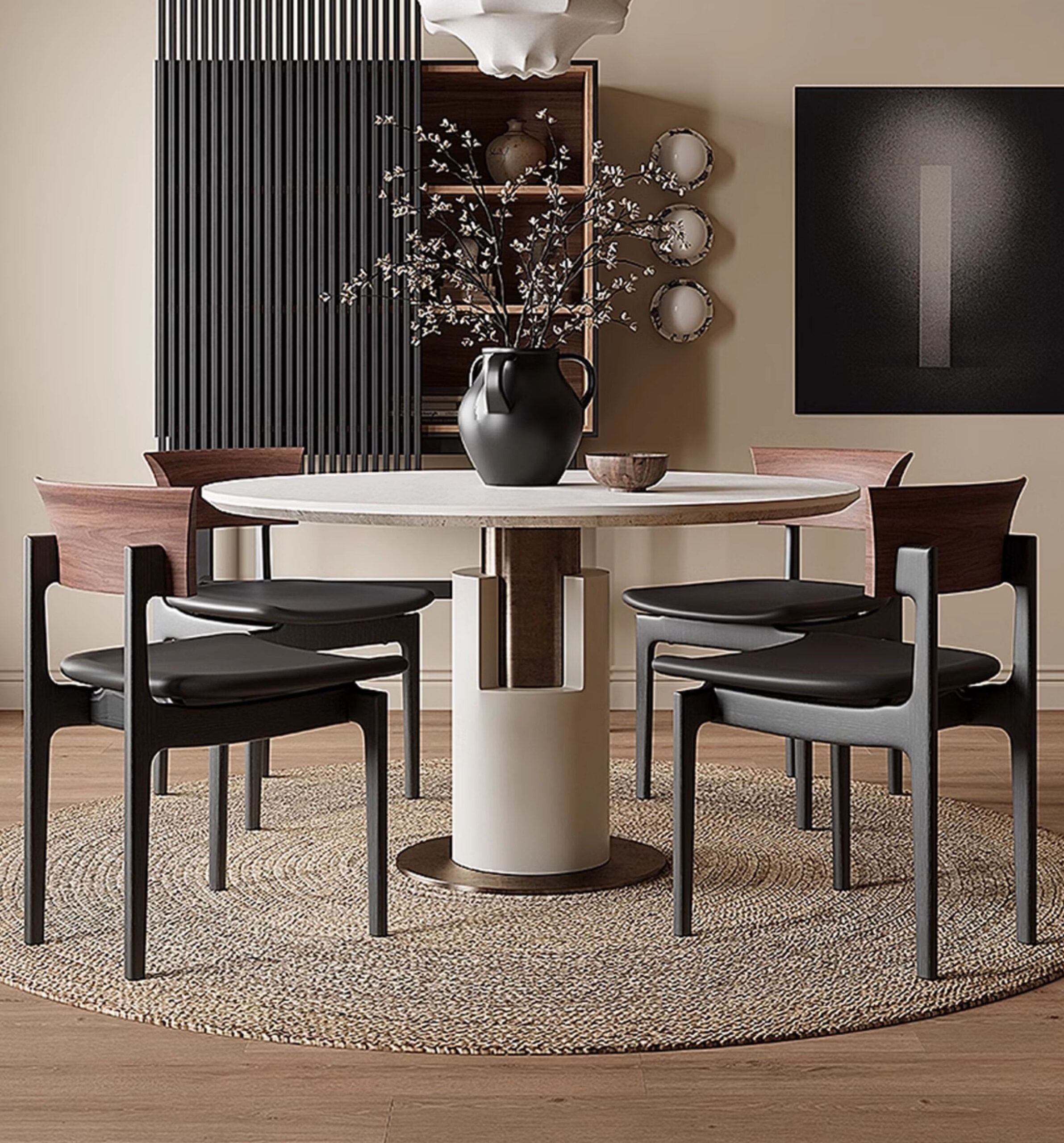 Ghế gỗ nguyên khối decor bàn ăn Bắc Âu JIN550 9