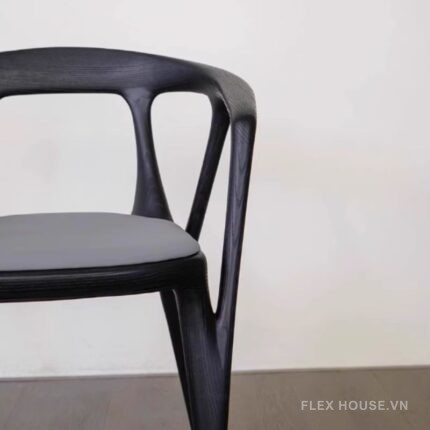 Ghế gỗ tần bì có tay vịn đệm vải nỉ cao cấp JIN8406