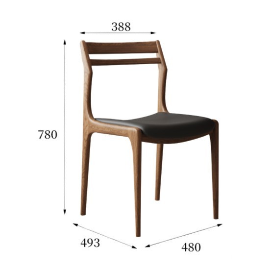 Ghế gỗ tần bì lưng tựa decor quán cafe tối giản kiểu Ý SHM554 11