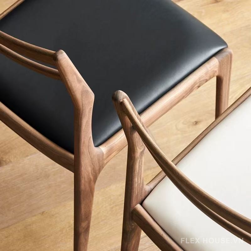 Ghế gỗ tần bì lưng tựa decor quán cafe tối giản kiểu Ý SHM554 12