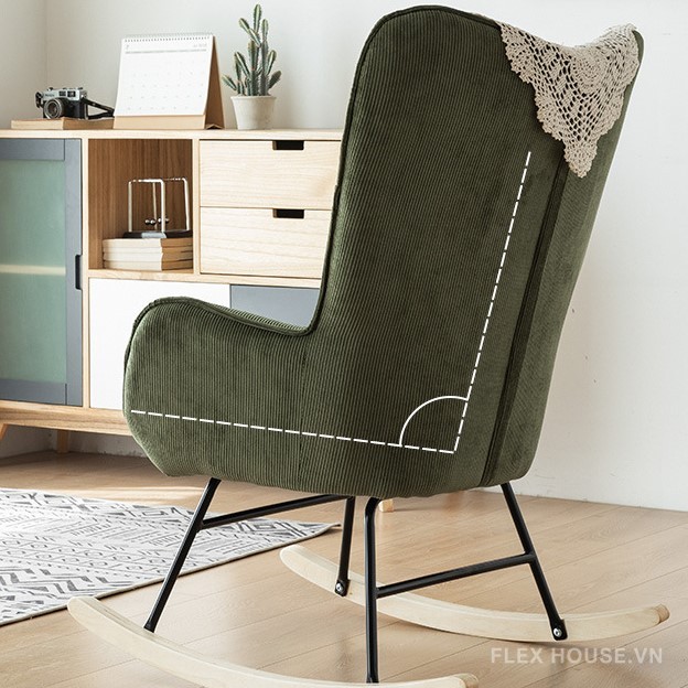 Ghế sofa bập bênh vải nhung kẻ sọc cổ điển kiểu Bắc Âu AH295 18