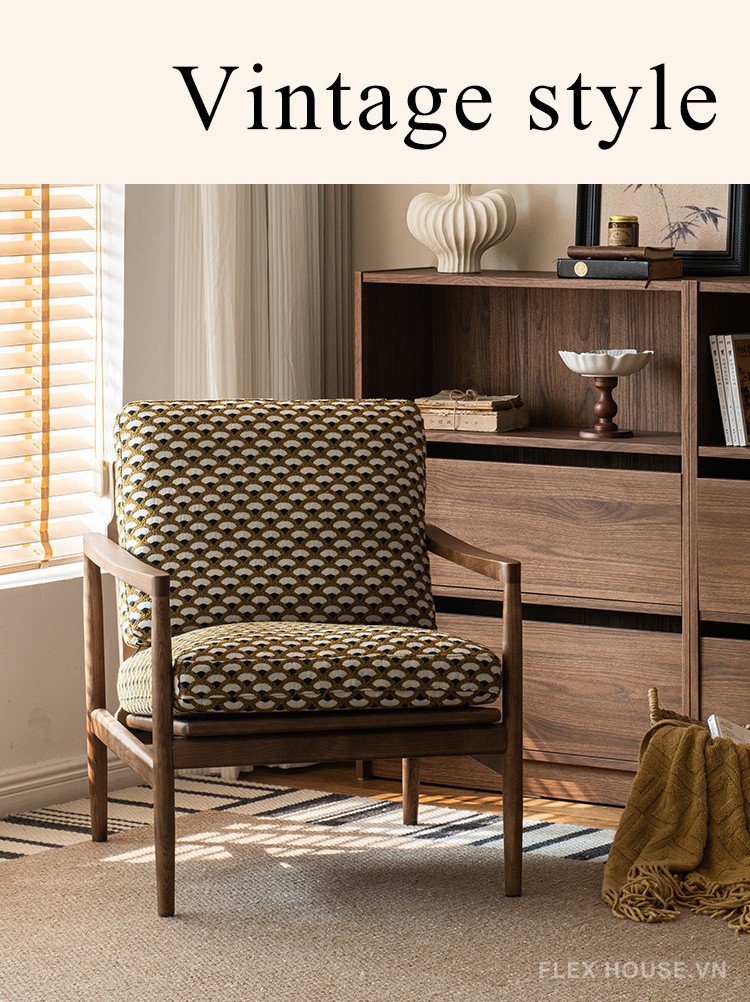 Ghế đọc sách khung gỗ tần bì phong cách Vintage SAB970 6