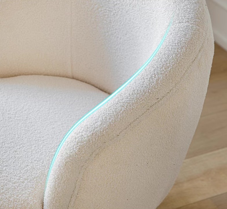 Ghế sofa đơn mạ titan bọc vải lông cừu sang trọng FAD6657 13