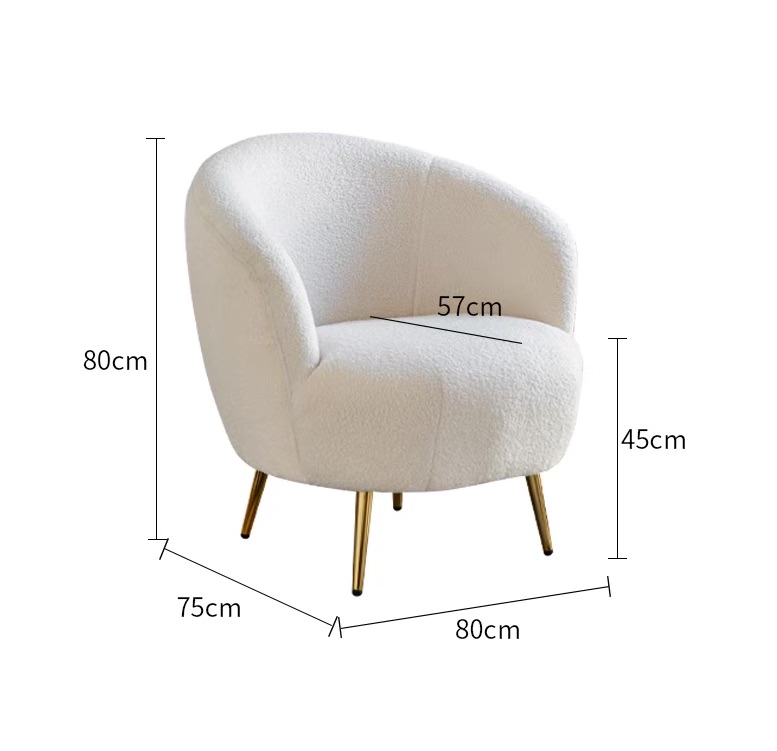Ghế sofa đơn mạ titan bọc vải lông cừu sang trọng FAD6657 18
