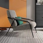 Ghế sofa đơn thép carbon bọc vải lanh Bắc Âu FAD6154