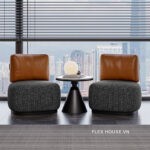 Ghế sofa đơn tựa lưng bọc da tối giản kiểu Bắc Âu SAB773
