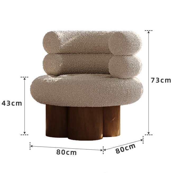 Ghế sofa vải len cừu Teddy hình tổ chim kiểu Pháp SAB525 13