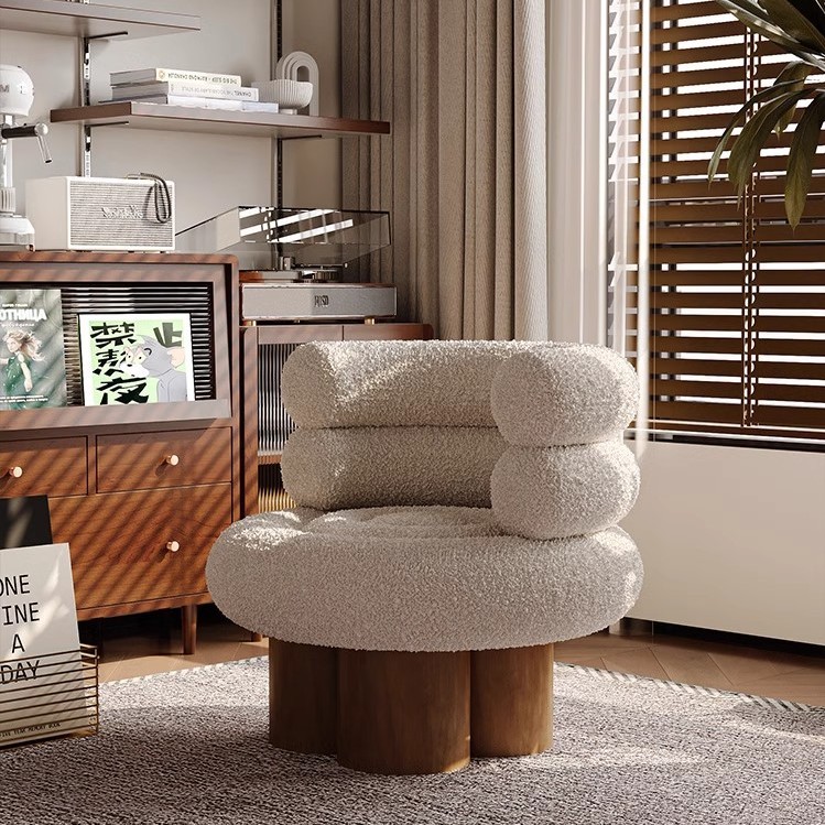 Ghế sofa vải len cừu Teddy hình tổ chim kiểu Pháp SAB525 8