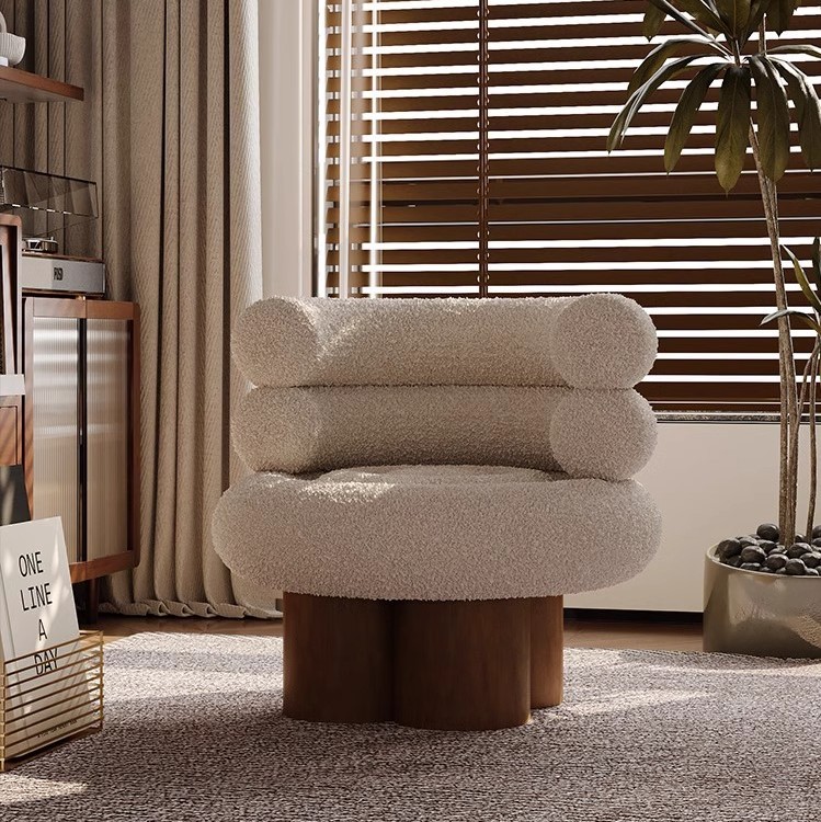 Ghế sofa vải len cừu Teddy hình tổ chim kiểu Pháp SAB525 11
