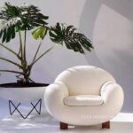 Ghế sofa đơn vải lông cừu hình đám mây kiểu Bắc Âu FAD840