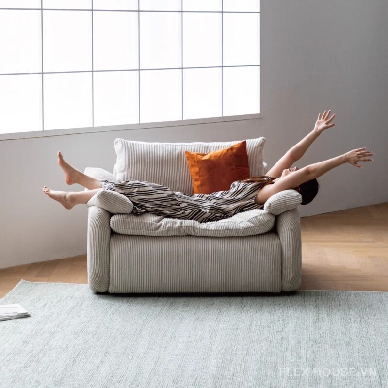 Ghế sofa lười thư giãn lưng tựa vải nhung kẻ sọc FAD936 2