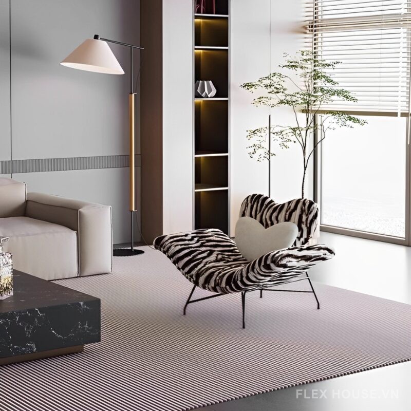 Ghế sofa thư giãn vải nhung lông thỏ hình trái tim FAD417 3