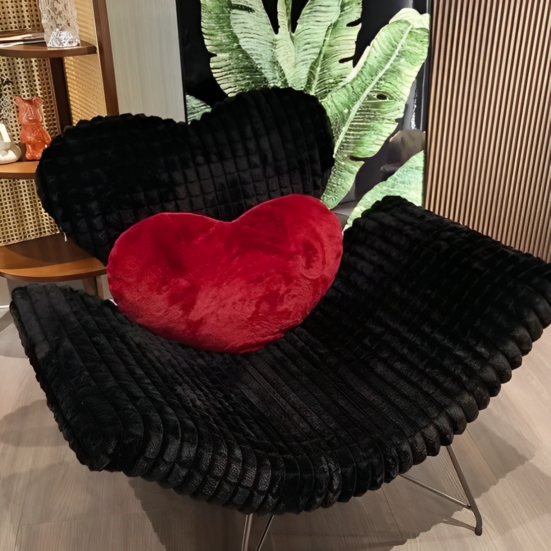 Ghế sofa thư giãn vải nhung lông thỏ hình trái tim FAD417 19