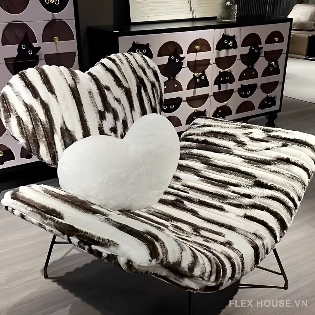 Ghế sofa thư giãn vải nhung lông thỏ hình trái tim FAD417 18