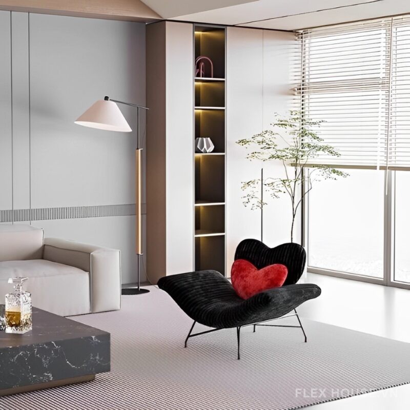 Ghế sofa thư giãn vải nhung lông thỏ hình trái tim FAD417 4