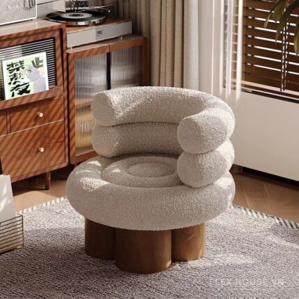 Ghế sofa vải len cừu Teddy hình tổ chim kiểu Pháp SAB525