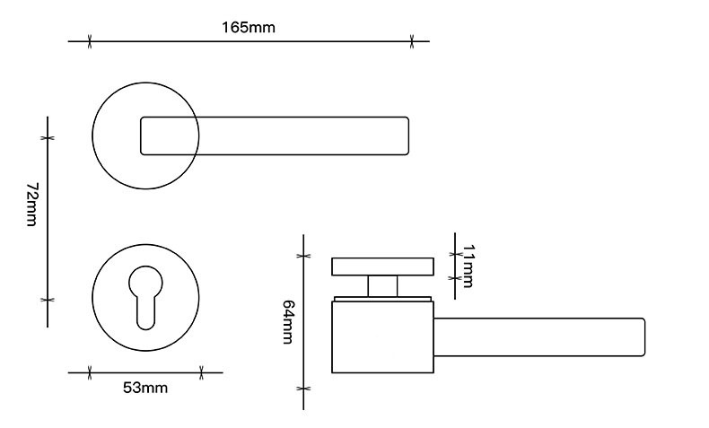 Khóa cửa đen xám tay gạt bằng gỗ cổ điển BAG727 13