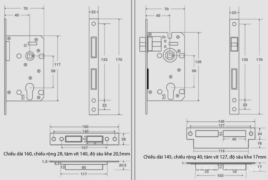 Khóa cửa phòng tay gạt bằng gỗ FB15802 13