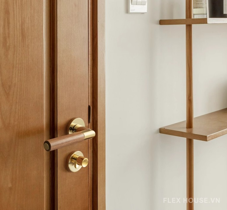 Khóa cửa phòng tay gạt bằng gỗ FB15802 8