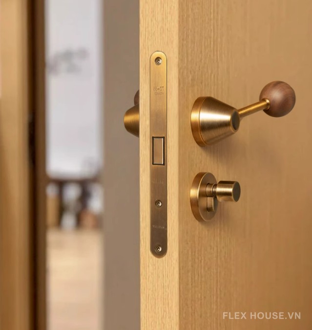 Khóa cửa tay gạt hợp kim kẽm phối gỗ FB1269 6