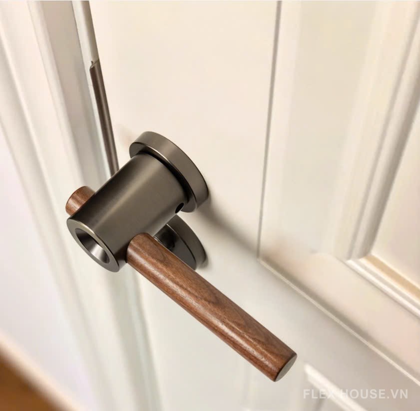Khóa cửa tay gạt phân thể Hợp kim kẽm phối gỗ FB6053 10