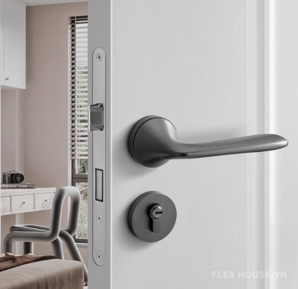 Khóa cửa phòng ngủ tay gạt hợp kim hiện đại FBA897 11