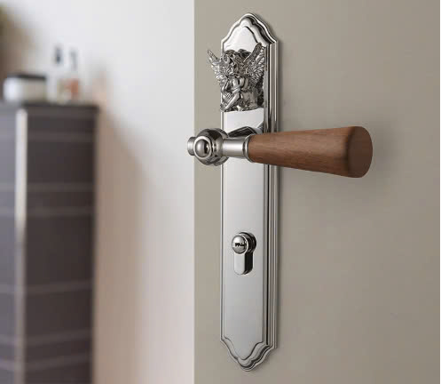 Khóa tay gạt hợp kim kẽm decor tay gỗ cổ điển BAG8421 7