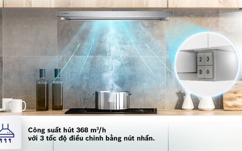 Máy hút mùi âm tủ 60cm màu bạc Bosch HMH.DFT63AC50