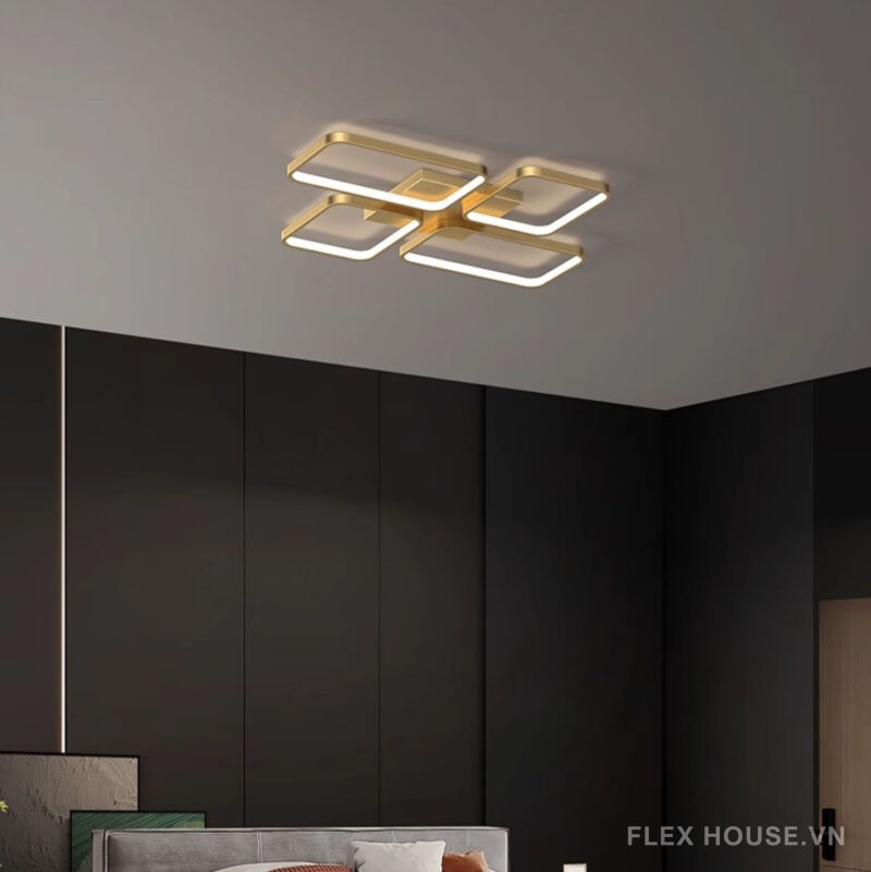 Đèn trần phòng khách đồng decor hình học sang trọng ZHM868 1