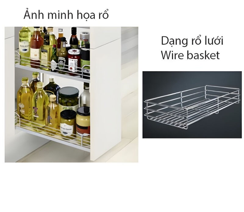 Rổ kéo 3 tầng dạng lưới 250mm Hafele 545.53.002 mở phải 2