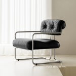 Sofa đơn bọc da khung inox kiểu Ý cho phòng khách SAB182