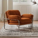 Sofa đơn khung inox bọc vải nhung hiện đại Italia SAB858