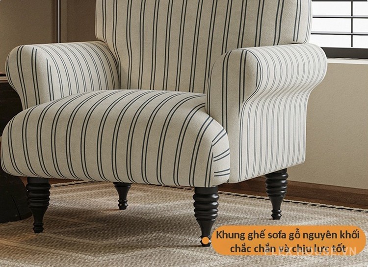Sofa đơn kiểu Pháp cổ điển phong cách wabisabi SAB544 12