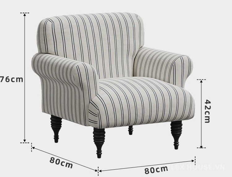 Sofa đơn kiểu Pháp cổ điển phong cách wabisabi SAB544 13
