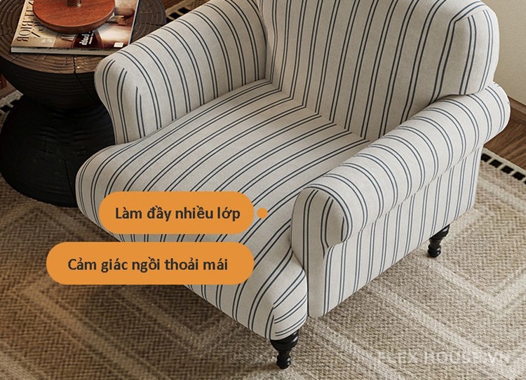 Sofa đơn kiểu Pháp cổ điển phong cách wabisabi SAB544 11