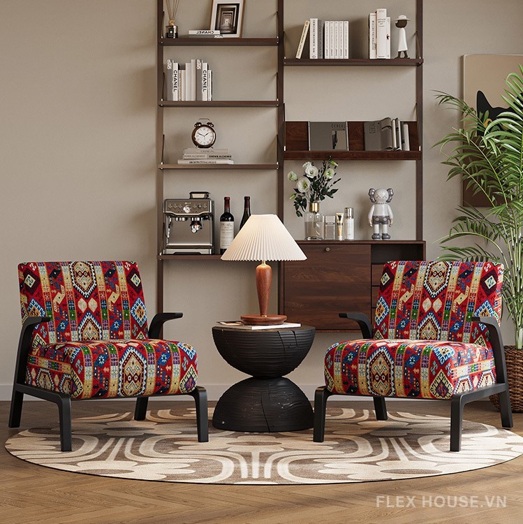 Sofa đơn vải Jacquard họa tiết thổ cẩm Wabi-Sabi SAB084 1