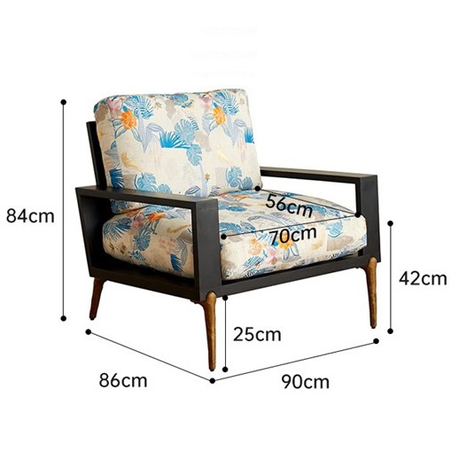 Sofa đơn vải thêu họa tiết phong cách cổ điển SAB248 8