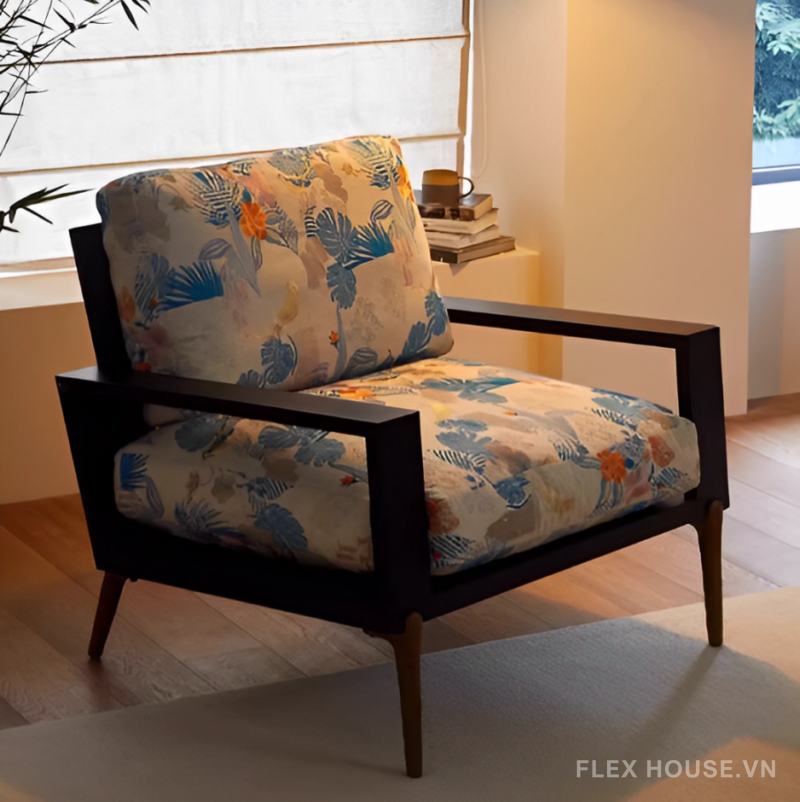 Sofa đơn vải thêu họa tiết phong cách cổ điển SAB248 1