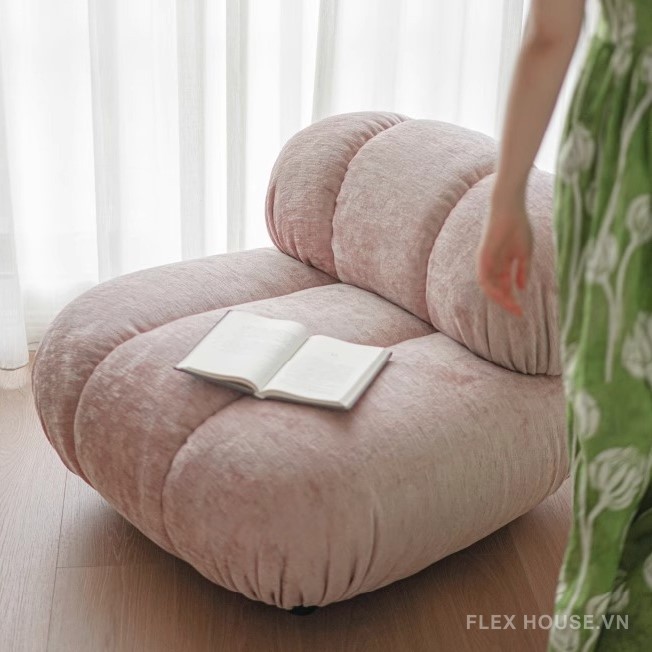 Sofa lười thư giãn vải nhung decor hình bông hoa FAD612 15