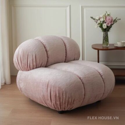 Sofa lười thư giãn vải nhung decor hình bông hoa FAD612