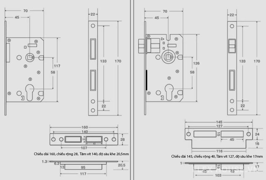 Khóa tay gạt đồng cổ điển dành cho phòng ngủ FB2167 16